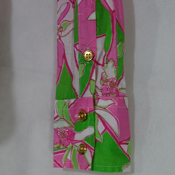 Lilly Pulitzer Blouse Top Women Size 0 Pink Green - Picture 3 of 8